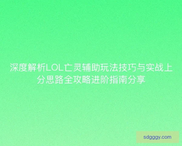 深度解析LOL亡灵辅助玩法技巧与实战上分思路全攻略进阶指南分享